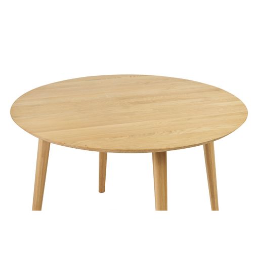 Table à Manger Ronde En Bois Clair Chêne Massif D120 Cm Oksana