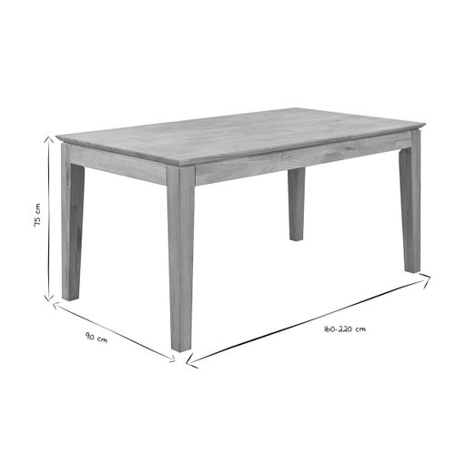 Table à Manger Extensible Rectangulaire En Bois Clair Chêne Massif L160-220 Cm Yulia