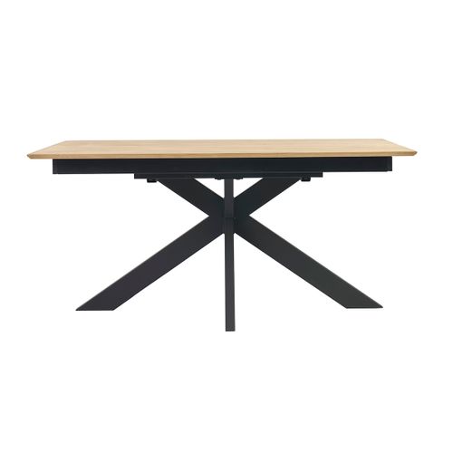 Table à Manger Rectangulaire Extensible Rallonge Intégrée En Bois Clair L160-245 Cm Agata