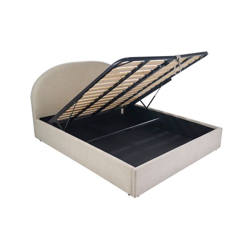 Lit Coffre 2 Places 160x200 Cm En Tissu Beige Oren