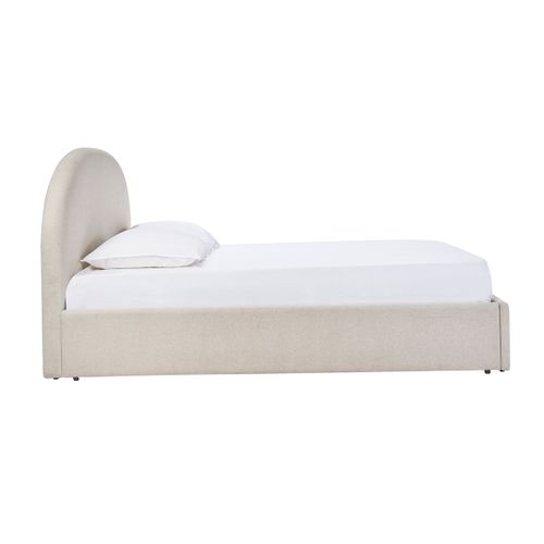 Lit Coffre 2 Places 160x200 Cm En Tissu Beige Oren