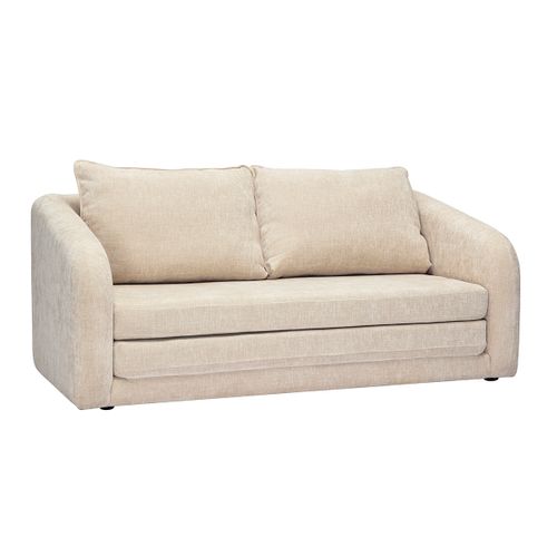 Canapé Convertible 2 Places En Tissu Effet Velours Texturé Beige Mahaut