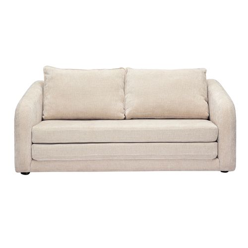 Canapé Convertible 2 Places En Tissu Effet Velours Texturé Beige Mahaut