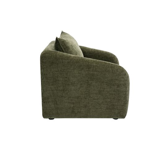 Fauteuil Convertible En Tissu Effet Velours Texturé Vert Kaki Mahaut