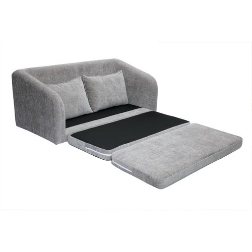 Canapé Convertible 2 Places En Tissu Effet Velours Texturé Gris Mahaut