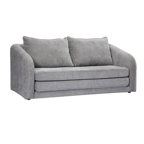 Canapé Convertible 2 Places En Tissu Effet Velours Texturé Gris Mahaut