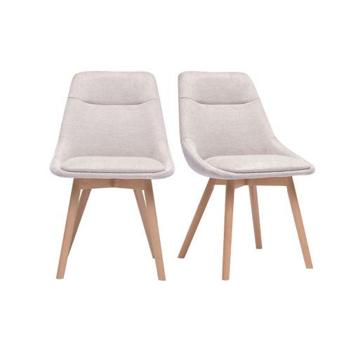 Chaises En Tissu Effet Velours Texturé Beige Et Bois Clair (lot De 2) Aless