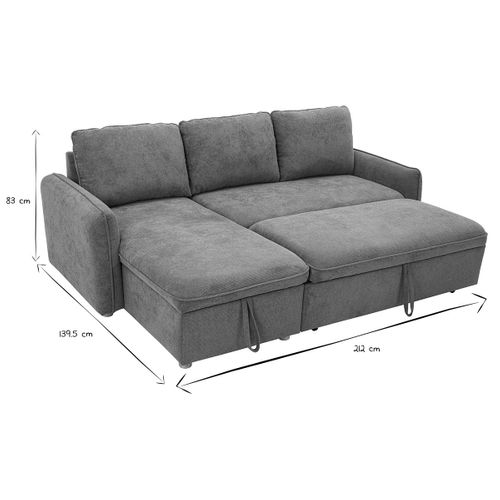 Canapé D'angle Convertible Réversible Avec Coffre 3 Places En Tissu Chenille Terre Brûlée Orso