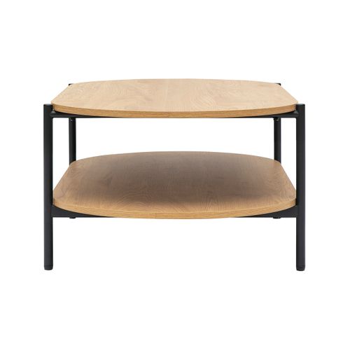 Table Basse Ovale Finition Bois Clair Chêne Et Métal L115 Cm Bruna