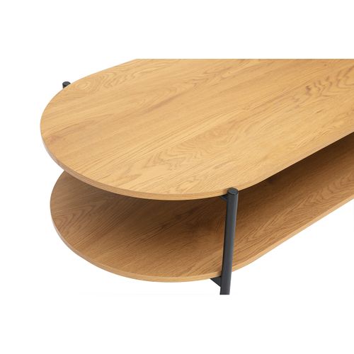 Table Basse Ovale Finition Bois Clair Chêne Et Métal L115 Cm Bruna