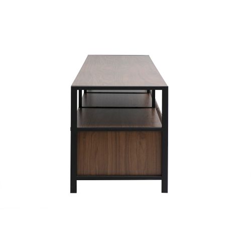Meuble TV Finition Bois Foncé Noyer Et Métal Noir L180 Cm Maxence