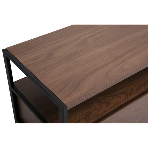 Meuble TV Finition Bois Foncé Noyer Et Métal Noir L180 Cm Maxence