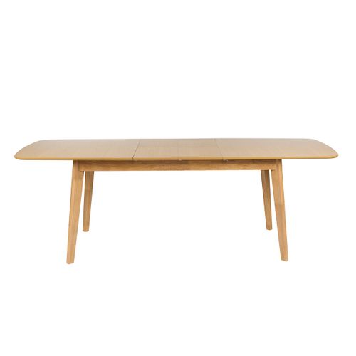 Table à Manger Extensible Scandinave Rallonges Intégrées En Bois Clair Chêne L168-228 Cm Leena