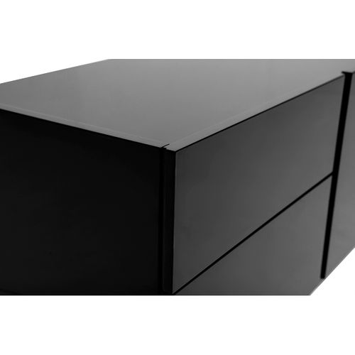 Meuble TV Design Noir Laqué Brillant Avec Rangements L199.8 Cm Isaure