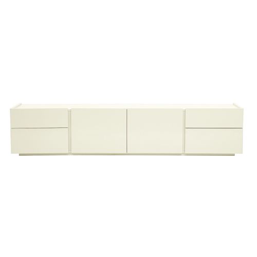 Meuble TV Design Beige Laqué Brillant Avec Rangements L199.8 Cm Isaure