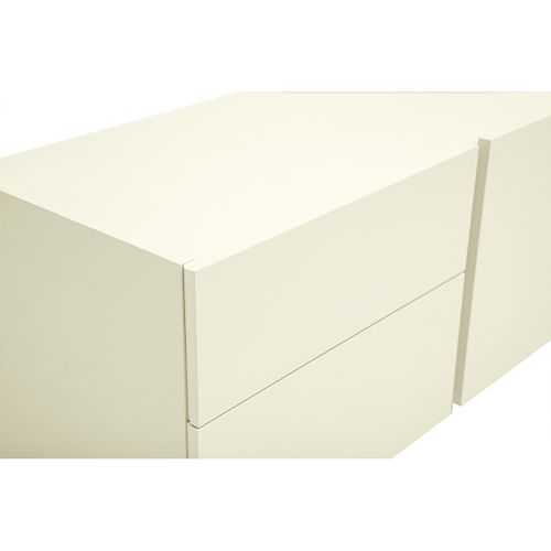 Meuble TV Design Beige Laqué Brillant Avec Rangements L199.8 Cm Isaure
