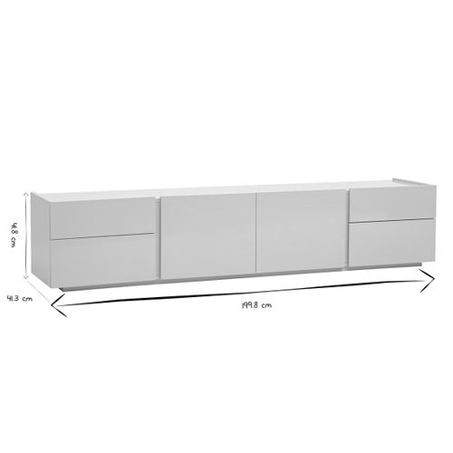 Meuble TV Design Beige Laqué Brillant Avec Rangements L199.8 Cm Isaure