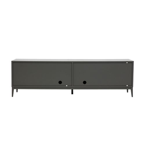 Meuble TV Design Gris Laqué Brillant Avec Rangements L180 Cm Gray
