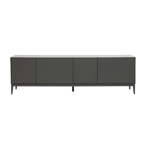 Meuble TV Design Gris Laqué Brillant Avec Rangements L180 Cm Gray