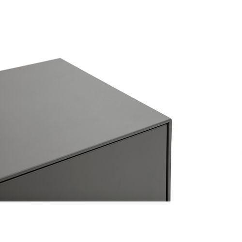 Meuble TV Design Gris Laqué Brillant Avec Rangements L180 Cm Gray
