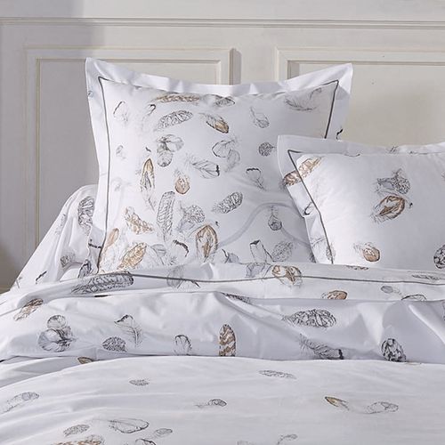 Parure De Lit 3 Pièces 260x240 Cm Taies 65x65 Cm Percale Pur Coton Plumes