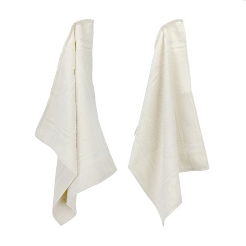 Lot De 2 Torchons De Cuisine 50x50 Cm Éponge Pure Kitchen Terry Ivoire
