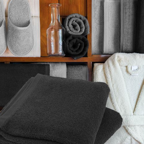 Lot De 6 Serviettes De Toilette 50x90 Cm Alpha Noir