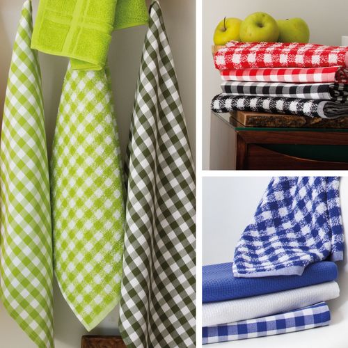 Lot De 2 Torchons De Cuisine Toile 50x70 Cm Squares Vichy Rouge