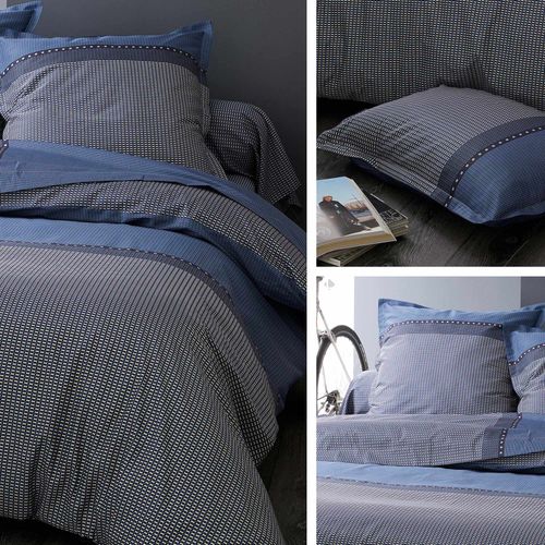 Housse De Couette 260x240 Cm Satin De Coton Enzo Bleu