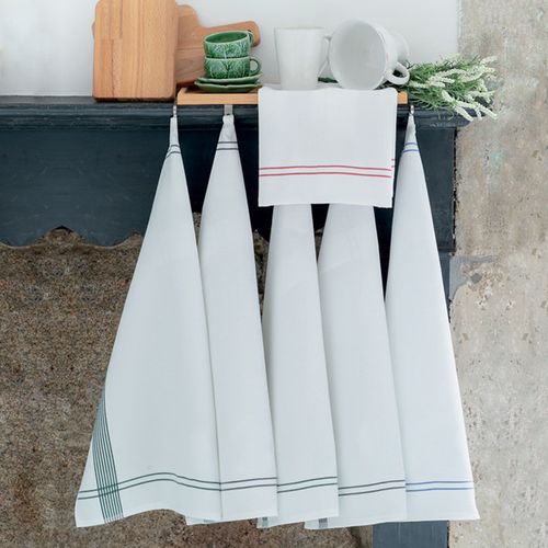 Torchon De Cuisine 50x70 Cm Nid D'abeille Waffle Piquet Blanc Filet Gris