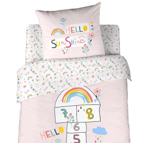 Parure De Lit 140x200 Cm Coton Biologique Marelle Rose