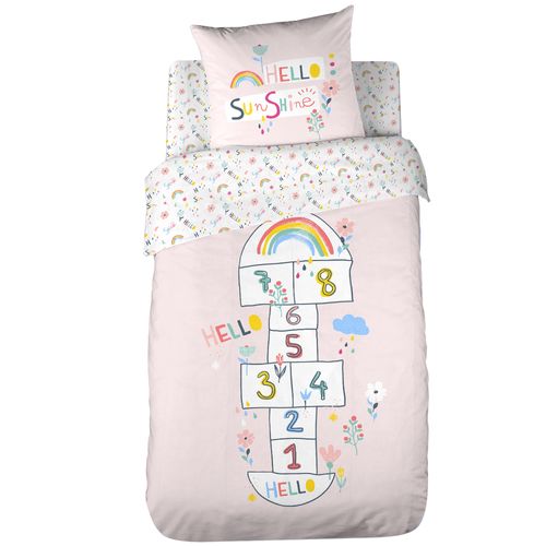 Parure De Lit 140x200 Cm Coton Biologique Marelle Rose