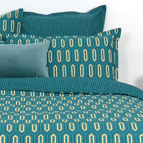 Parure De Lit 240x220 Cm Percale De Coton Past Bleu Canard