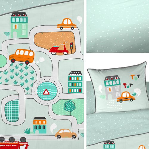 Parure De Lit 140x200 Cm Coton à Toute Allure Vert