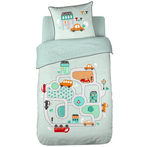 Parure De Lit 140x200 Cm Coton à Toute Allure Vert