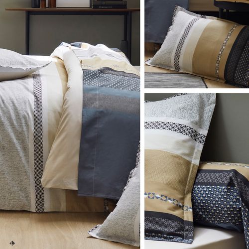 Housse De Couette 240x220 Cm Percale Coton Marlow Acier