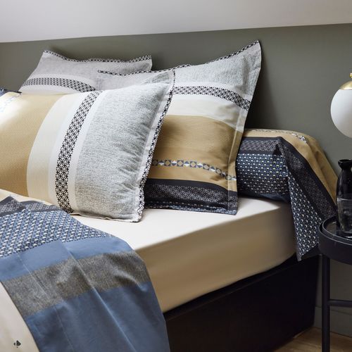 Parure De Lit 240x220 Cm 65x65 Cm Percale Coton Marlow Acier