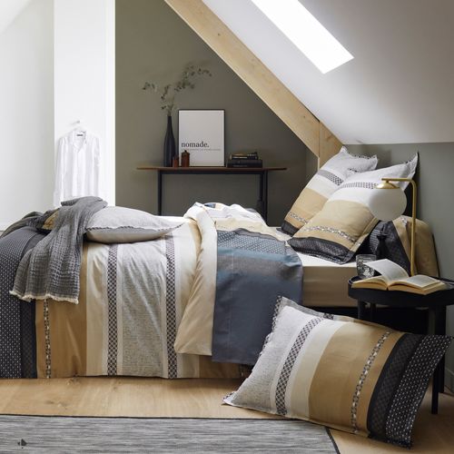 Parure De Lit 300x240 Cm 65x65 Cm Percale Coton Marlow Acier