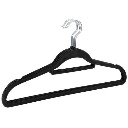 Lot De 5 Cintres Avec Barre Floqué Velours Noir