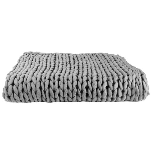 Plaid Tricoté Grosse Maille 120x150 Cm Chunky Gris