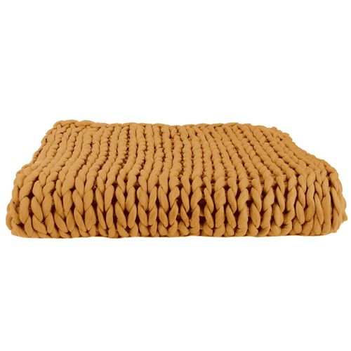 Plaid Tricoté Grosse Maille 120x150 Cm Chunky Jaune