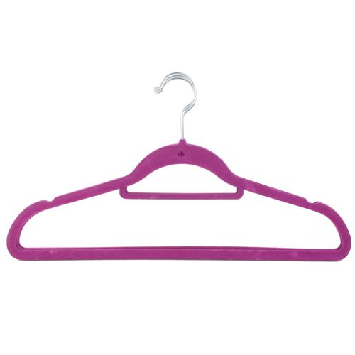 Lot De 5 Cintres Avec Barre Floqué Velours Violet