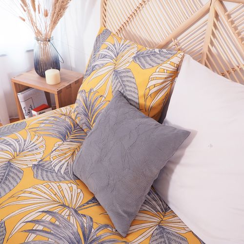 Parure De Lit 240x220 Cm Microfibre 50% Recyclée Aquilie Jaune 3 Pièces