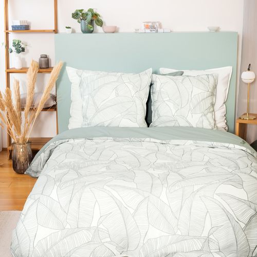 Parure De Lit 260x240 Cm Coton Et Lin Lavé Pampelune Gris 3 Pièces