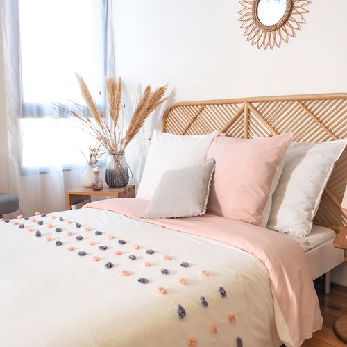 Parure De Lit 240x220 Cm Coton Bci Adouci Poupie Blanc 3 Pièces