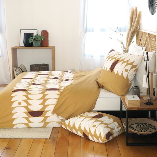 Parure De Lit 240x220 Cm Coton Bci Adouci Aube Marron 3 Pièces