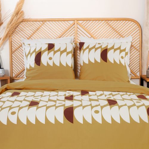 Parure De Lit 240x220 Cm Coton Bci Adouci Aube Marron 3 Pièces