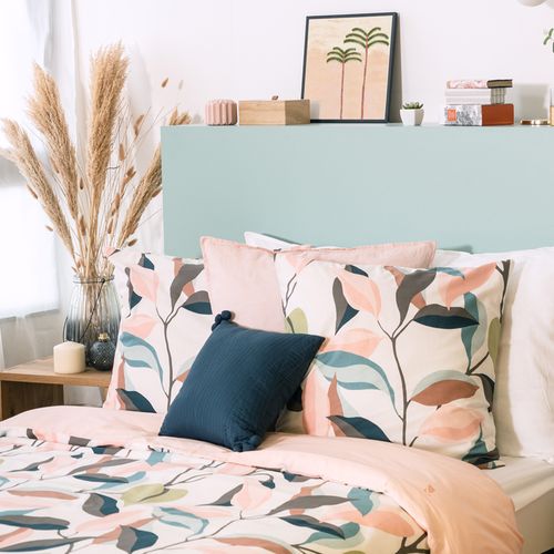 Parure De Lit 140x200 Cm Coton Bci Adouci Lila Blanc 2 Pièces