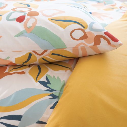 Parure De Lit 140x200 Cm Coton Bci Adouci Lucia Jaune Cobalt 2 Pièces