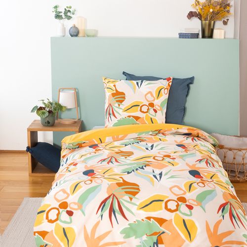 Parure De Lit 140x200 Cm Coton Bci Adouci Lucia Jaune Cobalt 2 Pièces